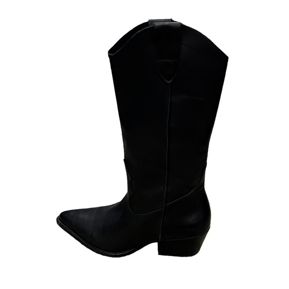 DEPP Black Pointed Toe Block Heel Cowboy Boots Size 38 Women's - Picture 5 of 10